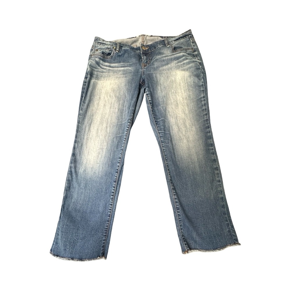 Torrid Jeans Men 16 Blue Boyfriend Straight Raw Hem Whiskered Denim Pants